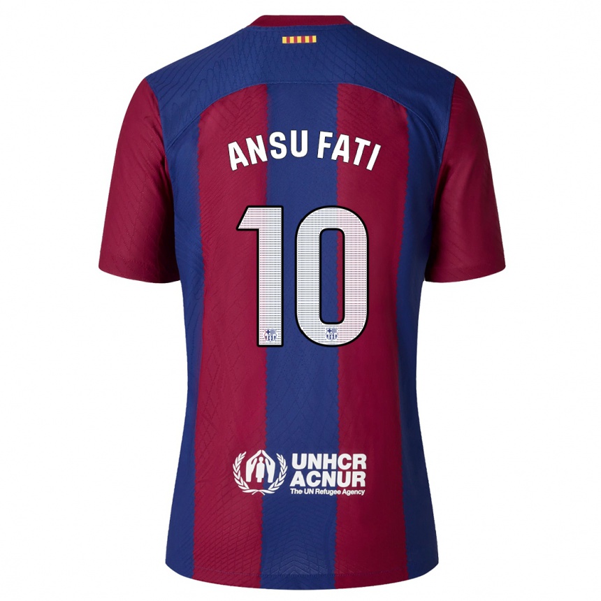 Mujer Fútbol Camiseta Ansu Fati #10 Rojo Azul 1ª Equipación 2023/24