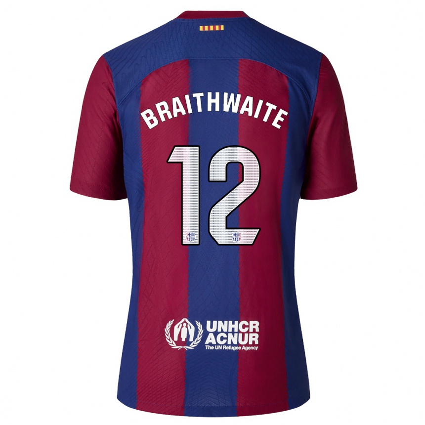 Mujer Fútbol Camiseta Martin Braithwaite #12 Rojo Azul 1ª Equipación 2023/24