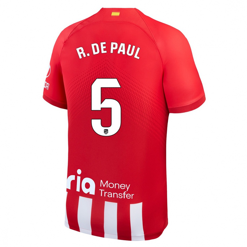 Mujer Fútbol Camiseta Rodrigo De Paul #5 Rojo Blanco 1ª Equipación 2023/24