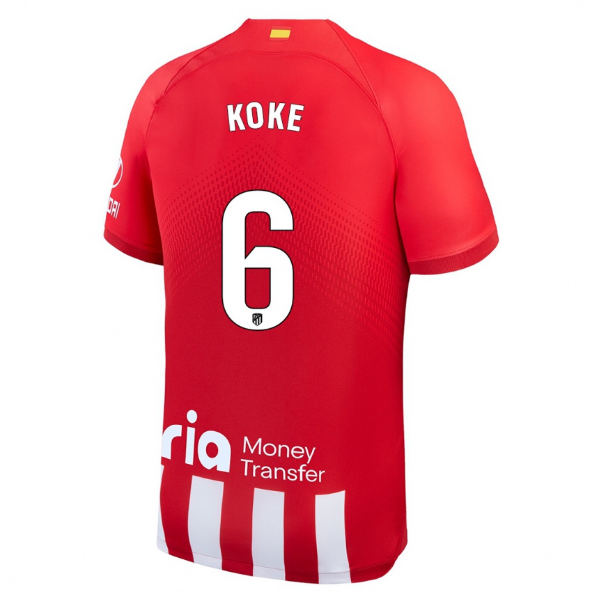 Mujer Fútbol Camiseta Koke #6 Rojo Blanco 1ª Equipación 2023/24