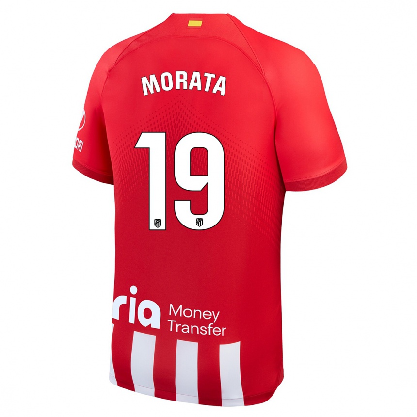 Mujer Fútbol Camiseta Alvaro Morata #19 Rojo Blanco 1ª Equipación 2023/24