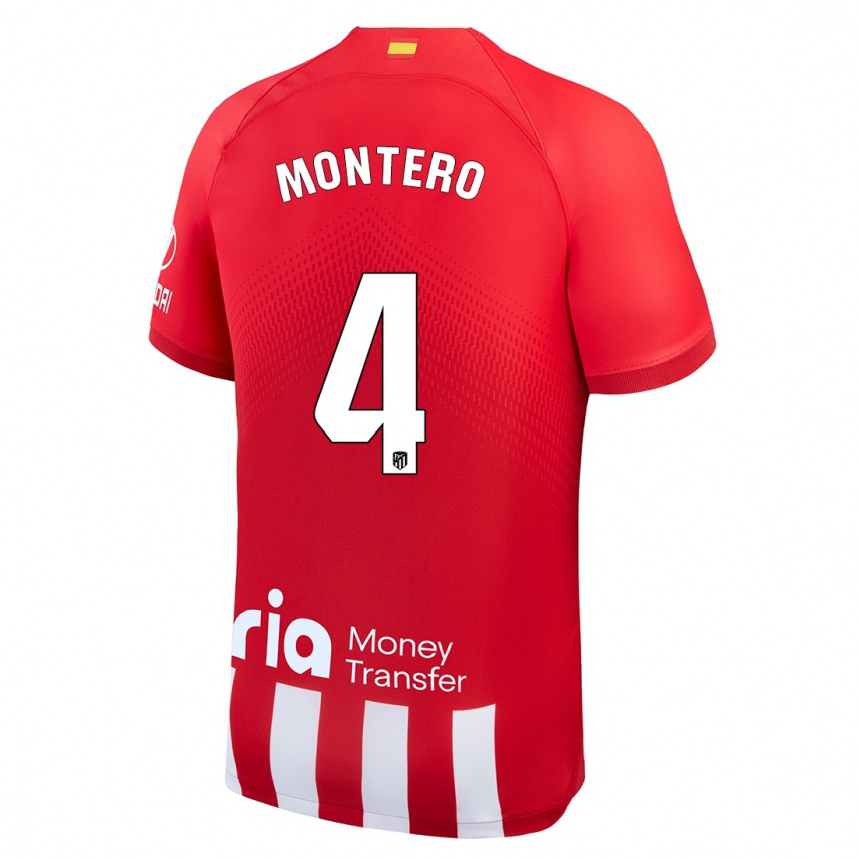 Mujer Fútbol Camiseta Francisco Montero #4 Rojo Blanco 1ª Equipación 2023/24