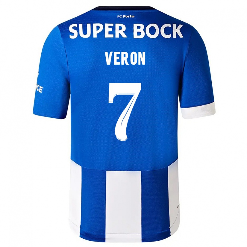 Mujer Fútbol Camiseta Gabriel Veron #7 Azul Blanco 1ª Equipación 2023/24