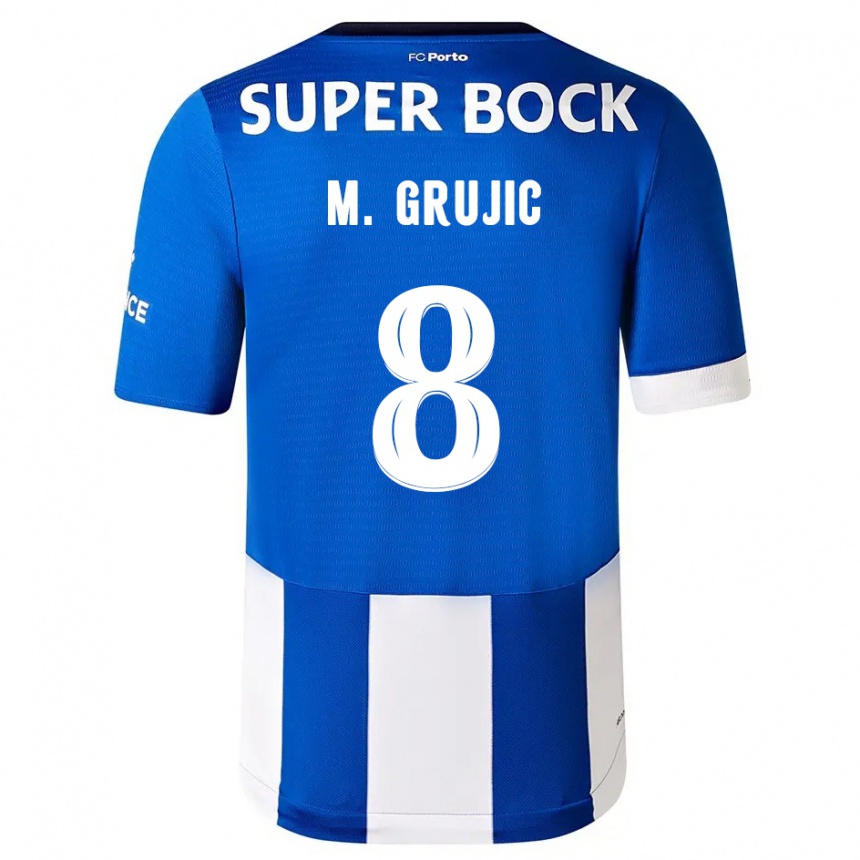 Mujer Fútbol Camiseta Marko Grujic #8 Azul Blanco 1ª Equipación 2023/24