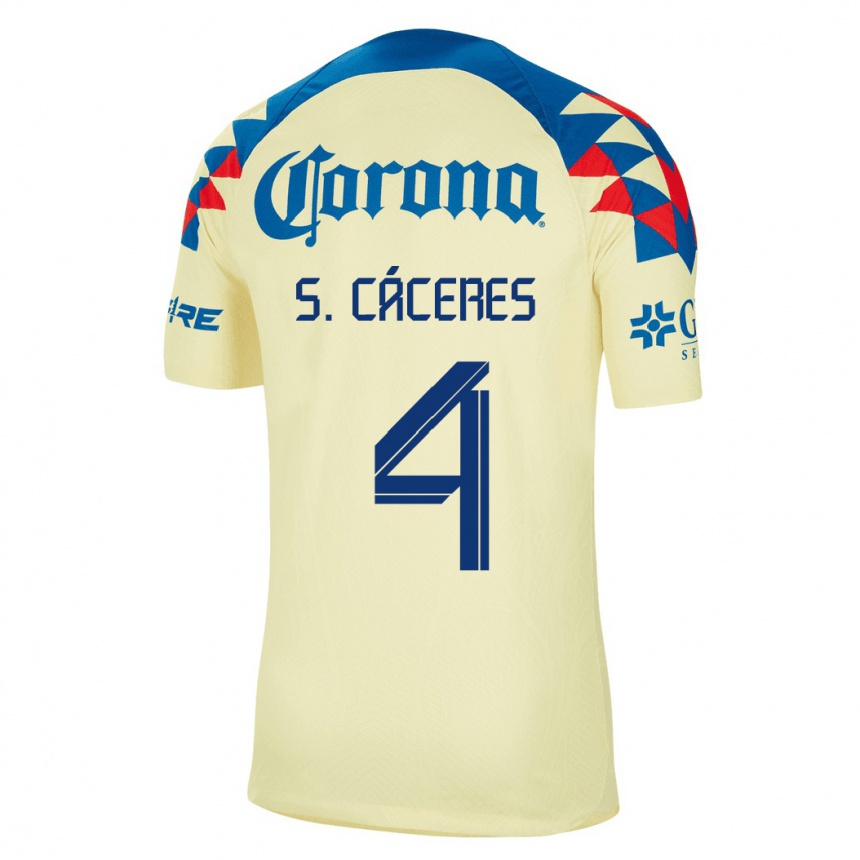 Mujer Fútbol Camiseta Sebastian Caceres #4 Amarillo 1ª Equipación 2023/24