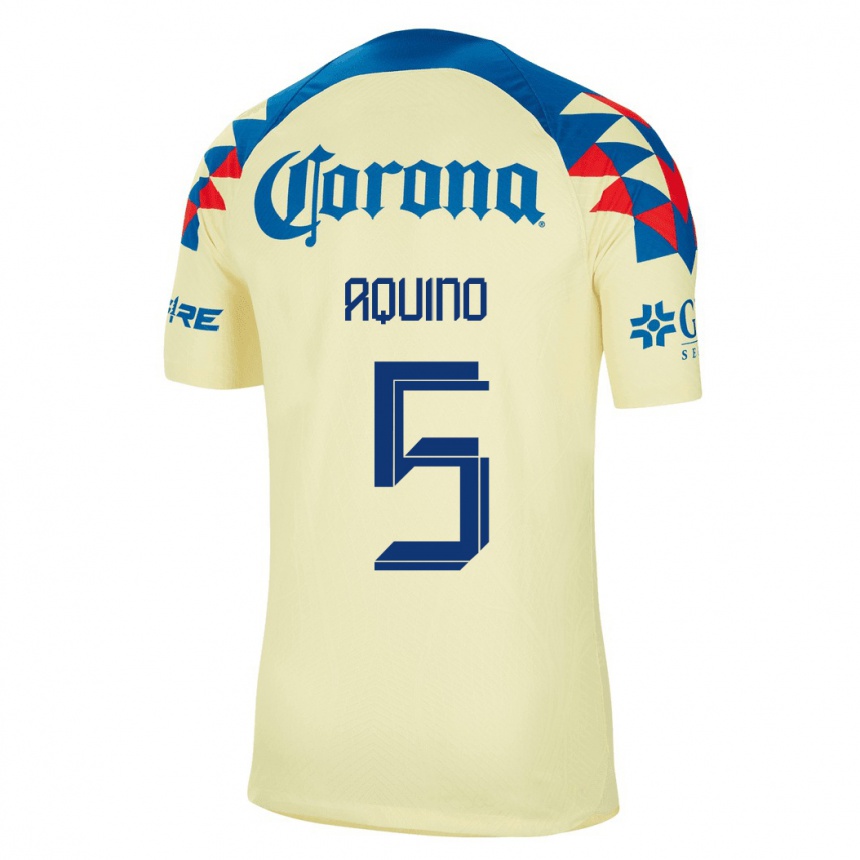 Mujer Fútbol Camiseta Pedro Aquino #5 Amarillo 1ª Equipación 2023/24