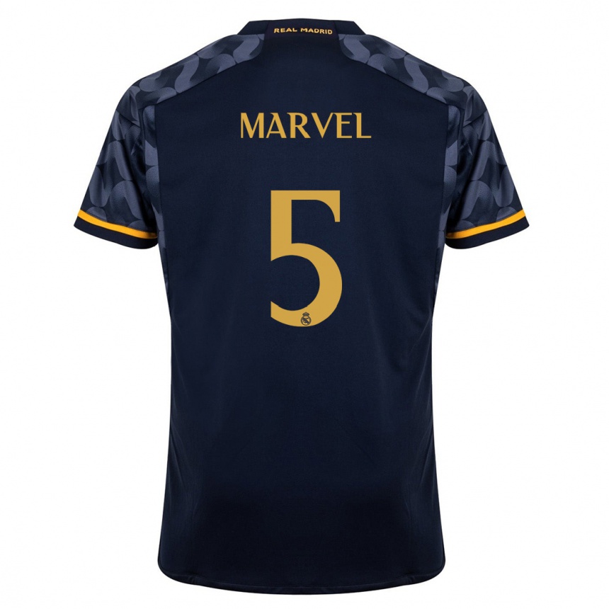 Mujer Fútbol Camiseta Marvel #5 Azul Oscuro 2ª Equipación 2023/24