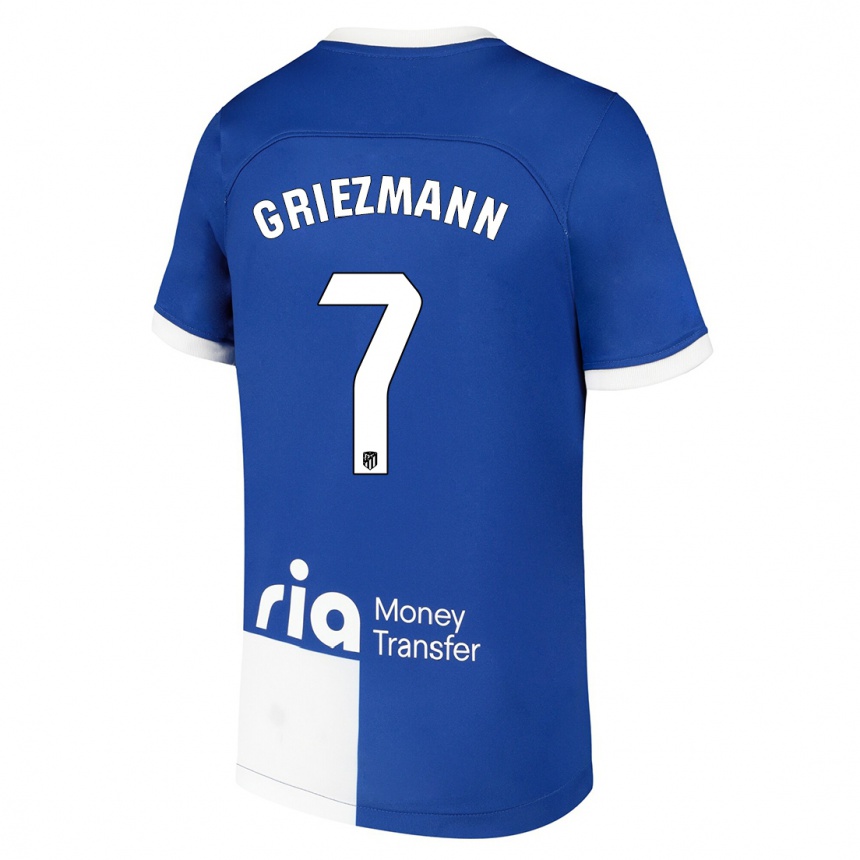 Mujer Fútbol Camiseta Antoine Griezmann #7 Azul Blanco 2ª Equipación 2023/24