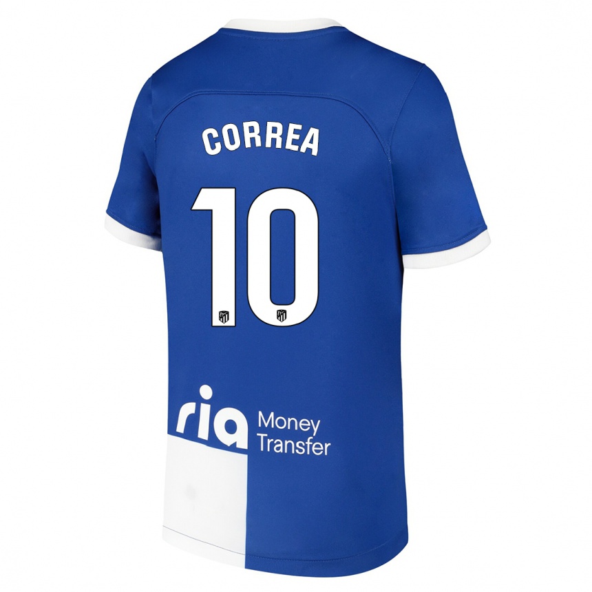 Mujer Fútbol Camiseta Angel Correa #10 Azul Blanco 2ª Equipación 2023/24