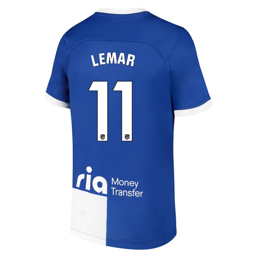 Mujer Fútbol Camiseta Thomas Lemar #11 Azul Blanco 2ª Equipación 2023/24