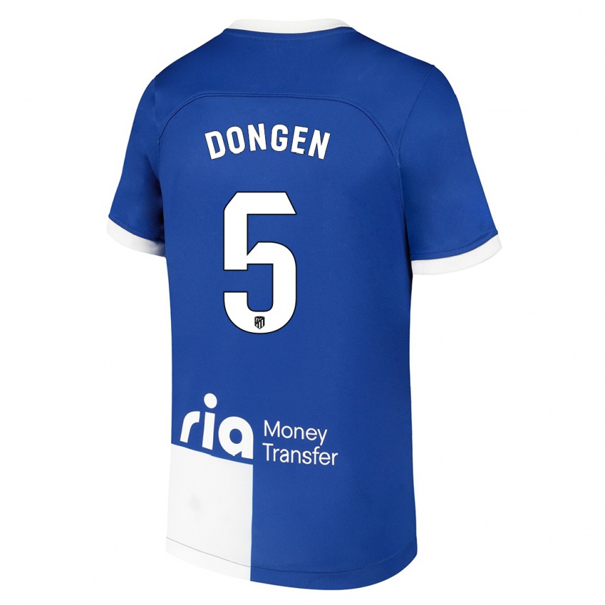 Mujer Fútbol Camiseta Merel Van Dongen #5 Azul Blanco 2ª Equipación 2023/24