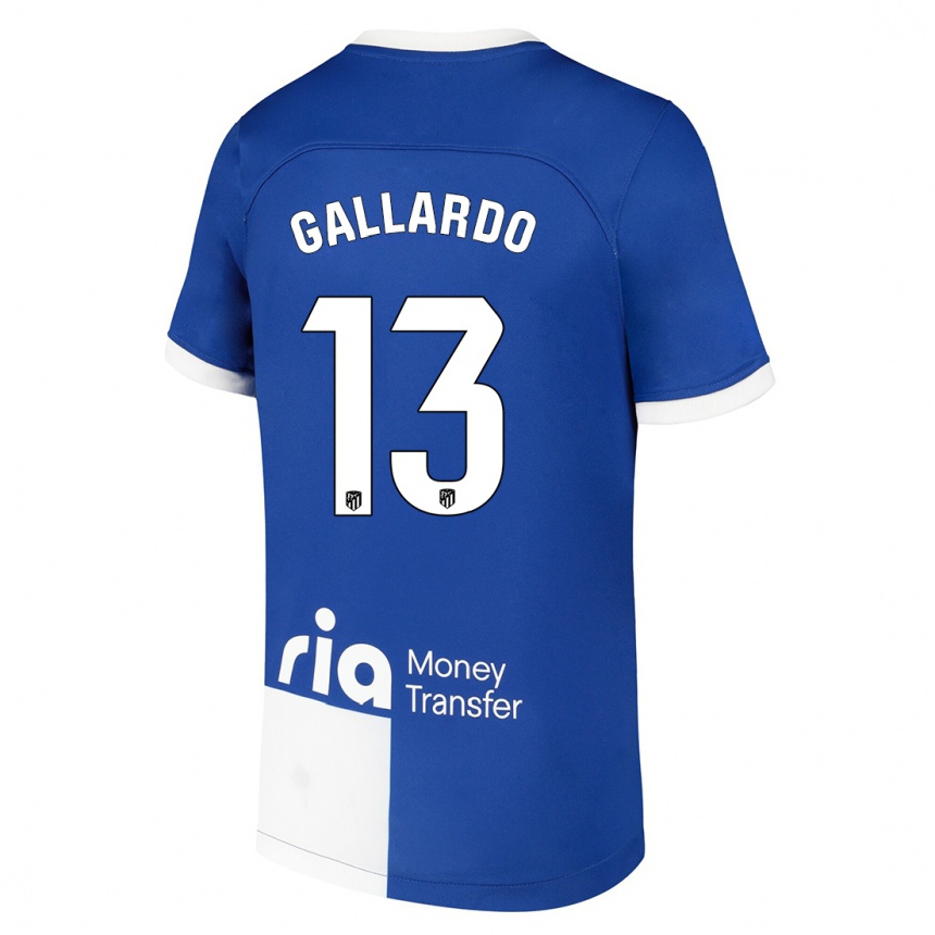Mujer Fútbol Camiseta Lola Gallardo #13 Azul Blanco 2ª Equipación 2023/24