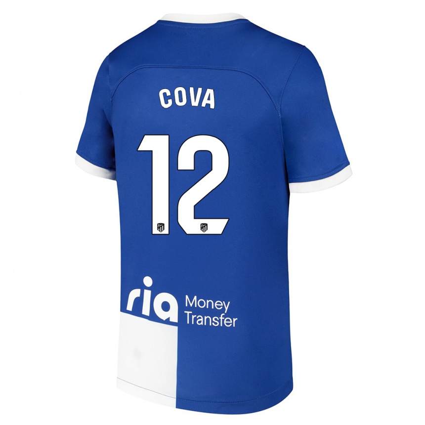 Mujer Fútbol Camiseta Adrian Cova #12 Azul Blanco 2ª Equipación 2023/24