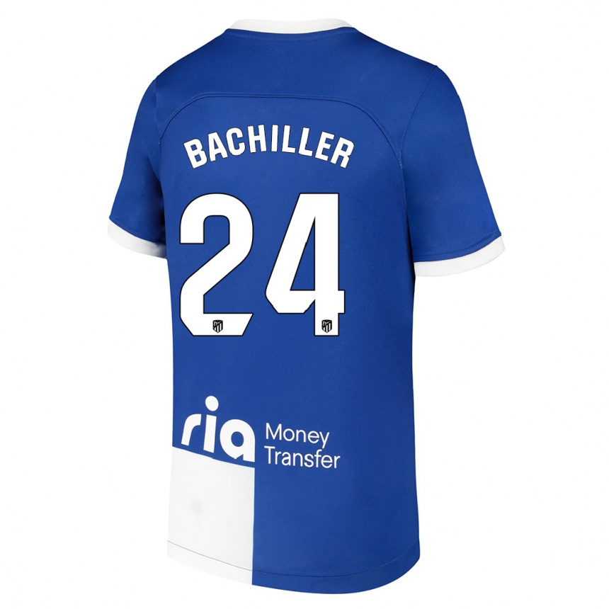 Mujer Fútbol Camiseta Iker Bachiller #24 Azul Blanco 2ª Equipación 2023/24