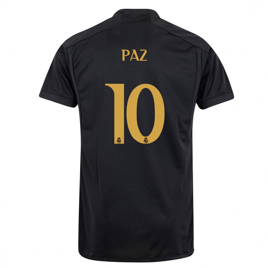 Mujer Fútbol Camiseta Nico Paz #10 Negro Equipación Tercera 2023/24