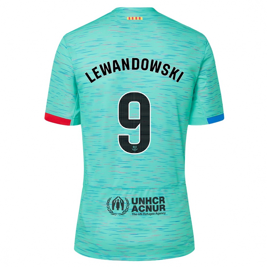 Mujer Fútbol Camiseta Robert Lewandowski #9 Aguamarina Clara Equipación Tercera 2023/24