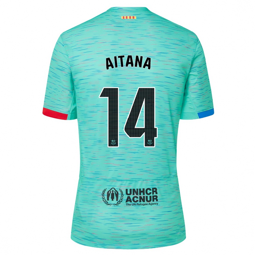 Mujer Fútbol Camiseta Aitana Bonmati #14 Aguamarina Clara Equipación Tercera 2023/24
